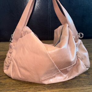 Chic Blush Leather Hobo Bag